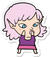 sticker of a pretty cartoon elf girl png