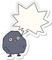 cartoon rock with speech bubble sticker png