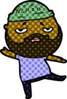 cartoon worried man with beard png