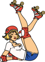 Tätowierung im traditionellen Stil eines Pinup-Roller-Derby-Mädchens png