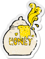 retro distressed sticker of a cartoon honey pot png