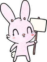 cute cartoon rabbit with sign png