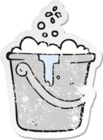 retro distressed sticker of a cartoon cleaning bucket png