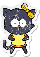 distressed sticker of a cartoon cat png