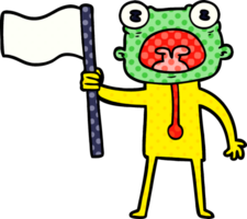 cartoon weird alien with flag png