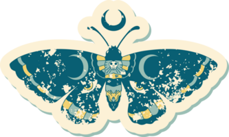 iconic distressed sticker tattoo style image of a moth png