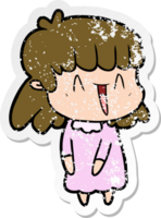 distressed sticker of a cartoon woman png