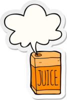 cartoon juice box with speech bubble sticker png