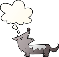 cartoon dog with thought bubble in smooth gradient style png