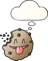 cartoon cookie with thought bubble in smooth gradient style png