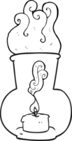 mano dibujado negro y blanco dibujos animados antiguo vaso linterna con vela png