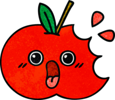 retro grunge textura dibujos animados de un rojo manzana png