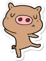 sticker of a cartoon pig dancing png