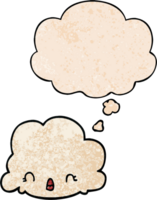 cartoon cloud with thought bubble in grunge texture style png