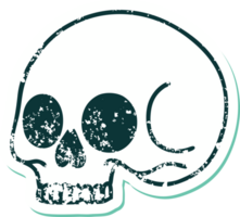 iconic distressed sticker tattoo style image of a skull png