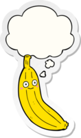 cartoon banana with thought bubble as a printed sticker png