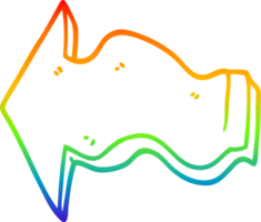 rainbow gradient line drawing of a cartoon pointing arrow png