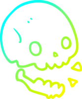 cold gradient line drawing of a cartoon spooky skull png