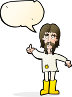 cartone animato hippie uomo dando pollici su simbolo con discorso bolla png