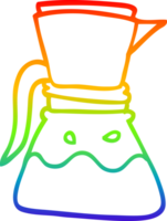 Regenbogen Gradient Linie Zeichnung von ein Karikatur Filter Kaffee png