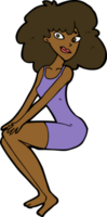 cartoon sitting woman in dress png