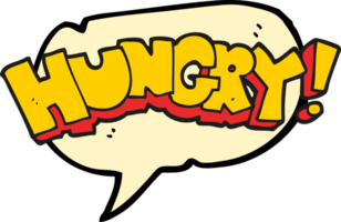 hand drawn speech bubble cartoon hungry text png