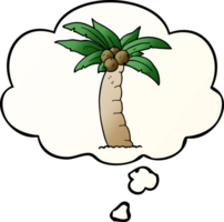 dibujos animados palma árbol con pensamiento burbuja en suave degradado estilo png
