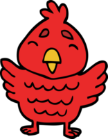 dessin animé doodle oiseau rouge png