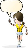 cartoon girl with idea with speech bubble png