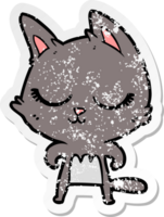 distressed sticker of a calm cartoon cat png
