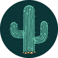 iconic tattoo style image of a cactus png