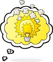 hand drawn thought bubble cartoon light bulb shining png