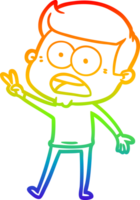 rainbow gradient line drawing of a cartoon shocked man png