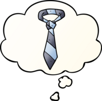 cartoon striped tie with thought bubble in smooth gradient style png