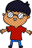 tecknad serie pojke bär glasögon png