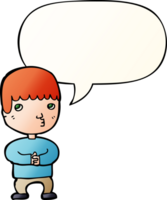 cartoon man thinking with speech bubble in smooth gradient style png