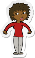 sticker of a cartoon woman shrugging shoulders png