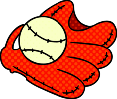 Hand gezeichnet Karikatur Gekritzel von ein Baseball und Handschuh png