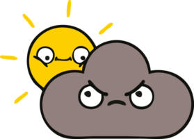 cute cartoon of a storm cloud and sun png
