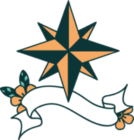 tatuaje tradicional con estandarte de una estrella png