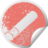 distressed circular peeling sticker symbol of a cigarette stick png