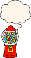 cartoon gumball machine with thought bubble in comic book style png