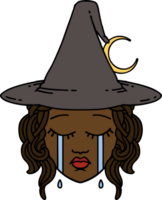 Retro Tattoo Style crying human witch character png