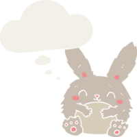 linda dibujos animados Conejo con pensamiento burbuja en retro estilo png