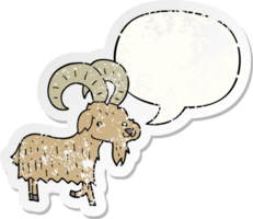 cartoon goat with speech bubble distressed distressed old sticker png