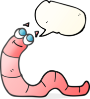 hand- getrokken toespraak bubbel tekenfilm worm png