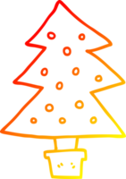 warm gradient line drawing of a cartoon christmas tree png