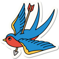 sticker of tattoo in traditional style of a swallow png