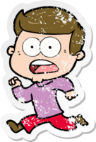 distressed sticker of a cartoon shocked man png