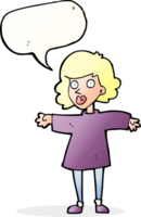 cartoon nervous woman with speech bubble png